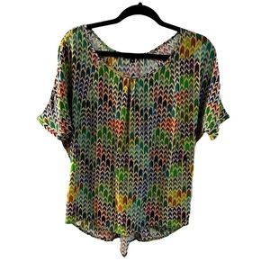 Anthropologie small 100% silk herringbone top by Drew